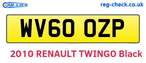 WV60OZP are the vehicle registration plates.