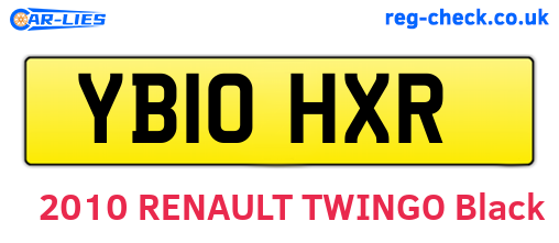 YB10HXR are the vehicle registration plates.