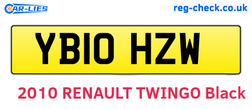 YB10HZW are the vehicle registration plates.