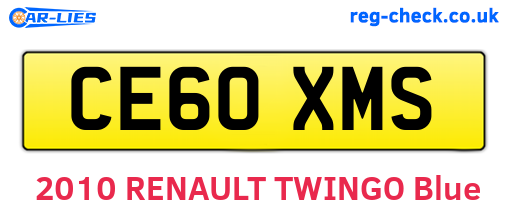 CE60XMS are the vehicle registration plates.