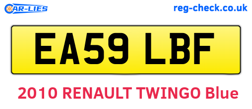EA59LBF are the vehicle registration plates.