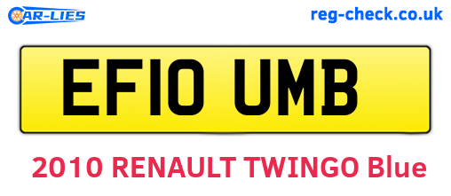 EF10UMB are the vehicle registration plates.