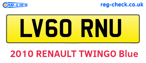 LV60RNU are the vehicle registration plates.
