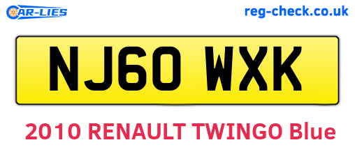NJ60WXK are the vehicle registration plates.