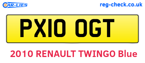PX10OGT are the vehicle registration plates.