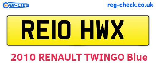 RE10HWX are the vehicle registration plates.
