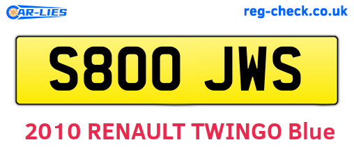 S800JWS are the vehicle registration plates.