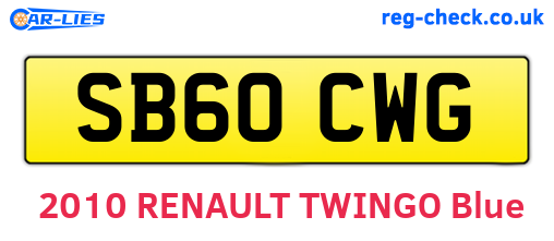 SB60CWG are the vehicle registration plates.