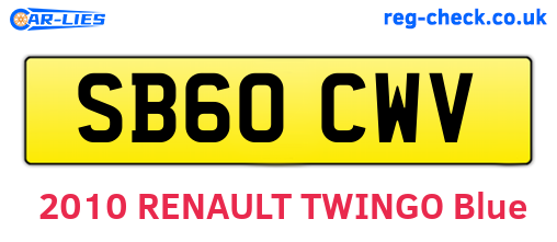 SB60CWV are the vehicle registration plates.