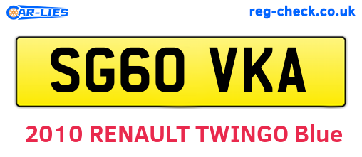 SG60VKA are the vehicle registration plates.