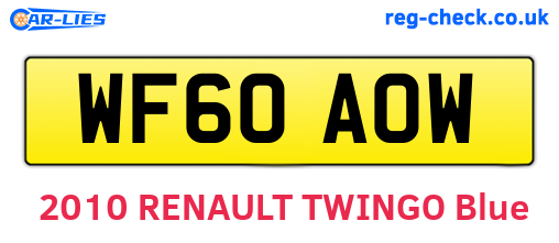 WF60AOW are the vehicle registration plates.