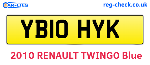 YB10HYK are the vehicle registration plates.