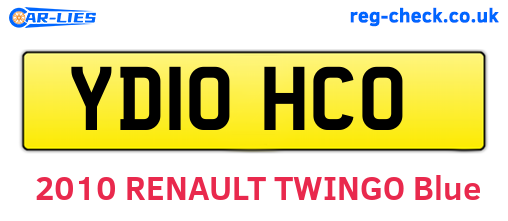 YD10HCO are the vehicle registration plates.
