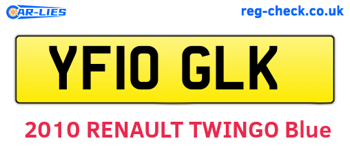 YF10GLK are the vehicle registration plates.