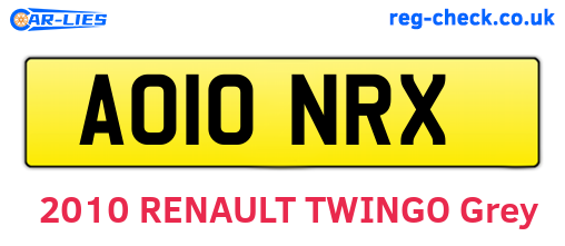 AO10NRX are the vehicle registration plates.