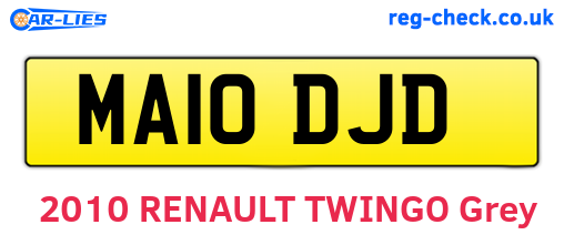 MA10DJD are the vehicle registration plates.