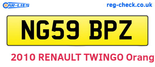 NG59BPZ are the vehicle registration plates.