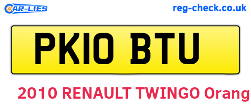 PK10BTU are the vehicle registration plates.