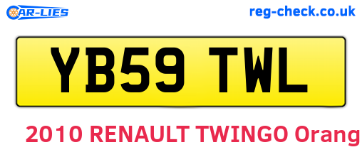 YB59TWL are the vehicle registration plates.