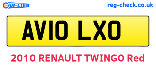 AV10LXO are the vehicle registration plates.