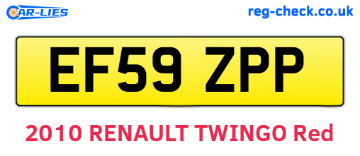 EF59ZPP are the vehicle registration plates.