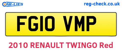 FG10VMP are the vehicle registration plates.