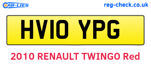 HV10YPG are the vehicle registration plates.