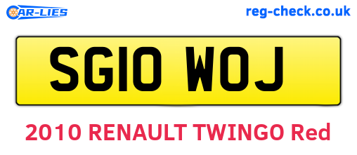 SG10WOJ are the vehicle registration plates.