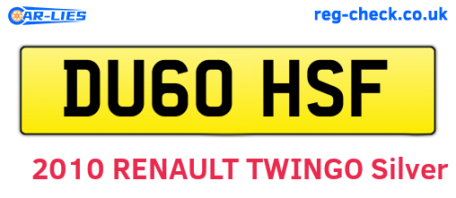 DU60HSF are the vehicle registration plates.