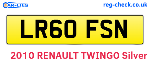 LR60FSN are the vehicle registration plates.