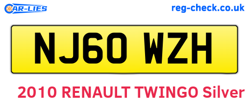 NJ60WZH are the vehicle registration plates.