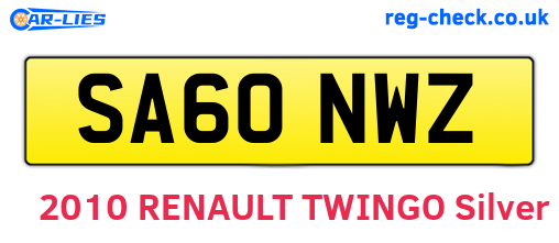 SA60NWZ are the vehicle registration plates.