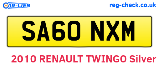 SA60NXM are the vehicle registration plates.