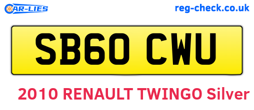 SB60CWU are the vehicle registration plates.