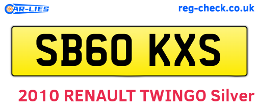 SB60KXS are the vehicle registration plates.