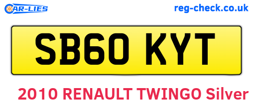 SB60KYT are the vehicle registration plates.