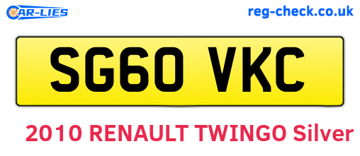 SG60VKC are the vehicle registration plates.