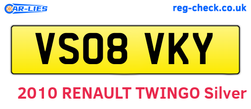 VS08VKY are the vehicle registration plates.