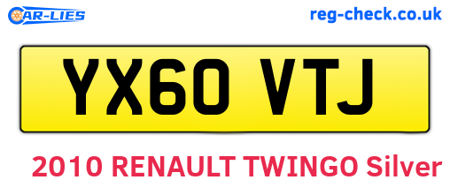 YX60VTJ are the vehicle registration plates.