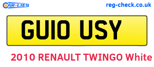 GU10USY are the vehicle registration plates.