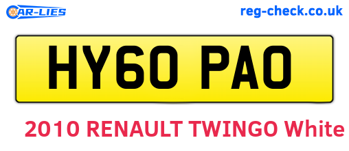 HY60PAO are the vehicle registration plates.