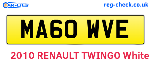 MA60WVE are the vehicle registration plates.