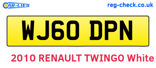 WJ60DPN are the vehicle registration plates.