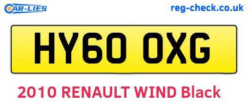 HY60OXG are the vehicle registration plates.