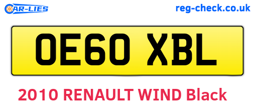 OE60XBL are the vehicle registration plates.