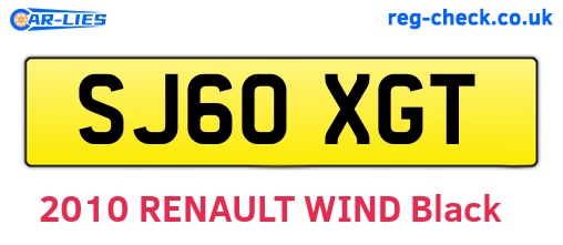 SJ60XGT are the vehicle registration plates.