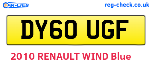 DY60UGF are the vehicle registration plates.