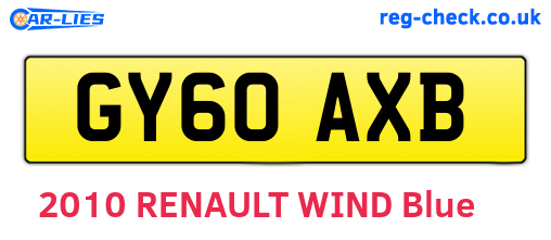 GY60AXB are the vehicle registration plates.