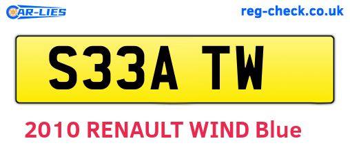 S33ATW are the vehicle registration plates.
