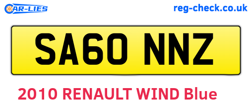 SA60NNZ are the vehicle registration plates.
